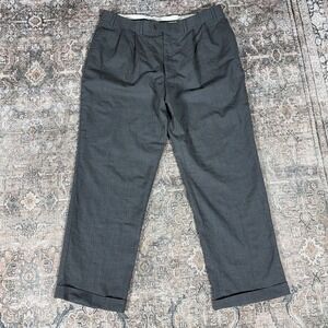 Ralph Lauren Dress Slacks Gray Pleated Cuffed Wool 38x30